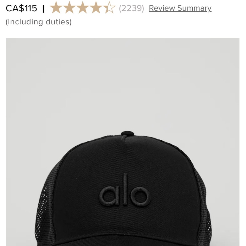 ALO Yoga Black District Trucker hat
